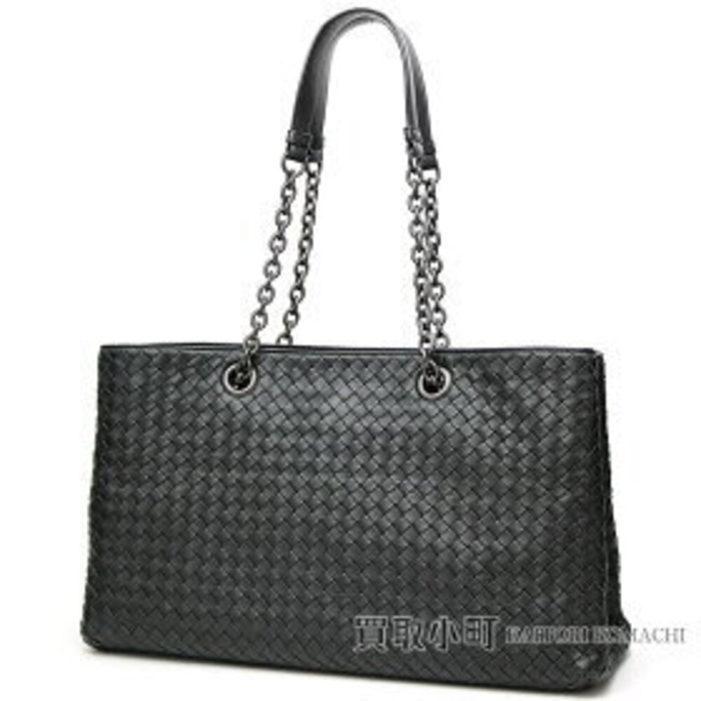Bottega Veneta Nero Black Intrecciato Nappa Tote Bag Lambskin Chain Shoulder